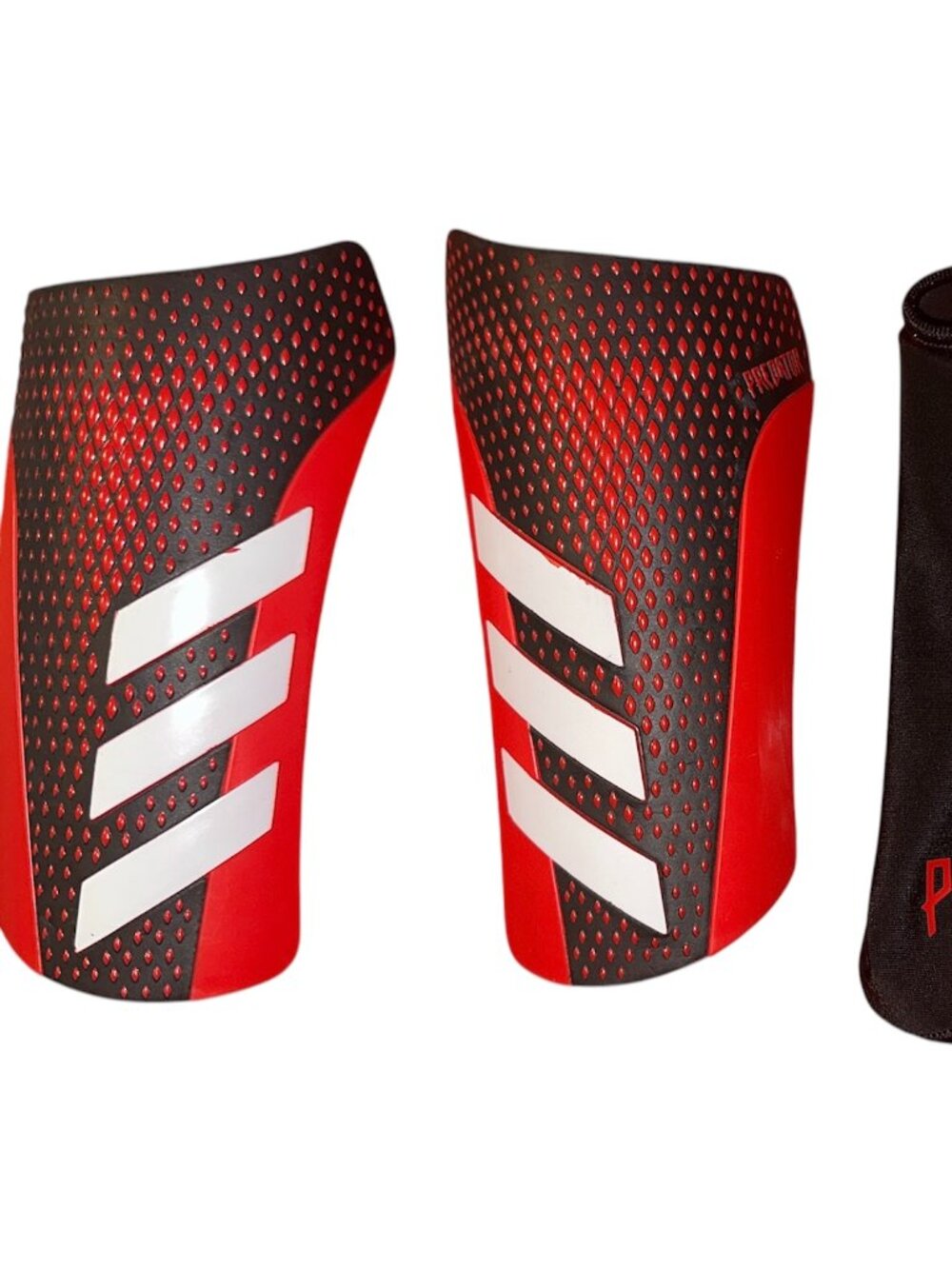 ⚽ Adidas Predator Soccer Shin Guards w/ Sleeves – Size Small – Red/Black